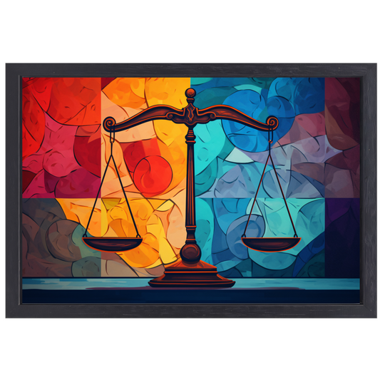 Minimalistische weegschaal in evenwicht canvas met baklijst