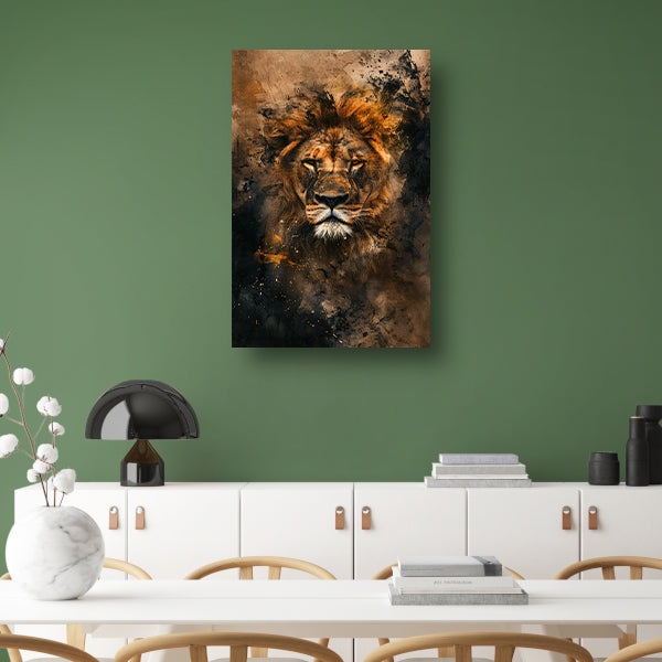 Abstract portret van leeuw in rustieke stijl poster