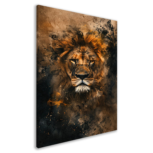 Abstract portret van leeuw in rustieke stijl canvas