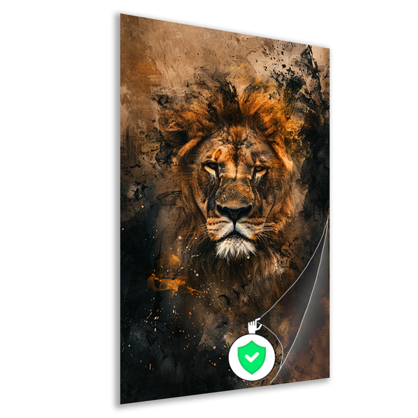 Abstract portret van leeuw in rustieke stijl poster