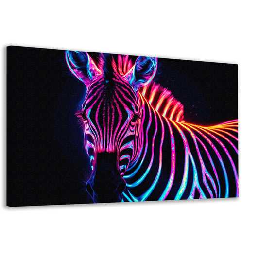 Neon Zebra in Psychedelische Kleuren canvas