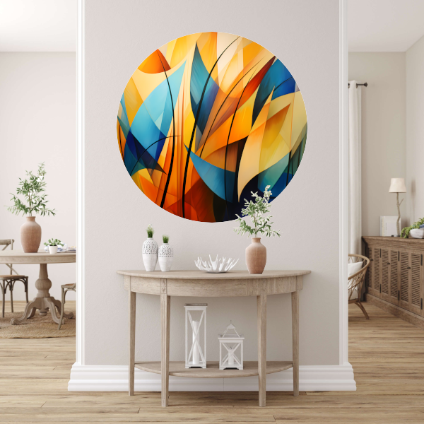 Vloeiende Abstractie in Kleurcontrast aluminium muurcirkel