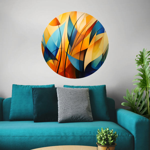 Vloeiende Abstractie in Kleurcontrast forex muurcirkel
