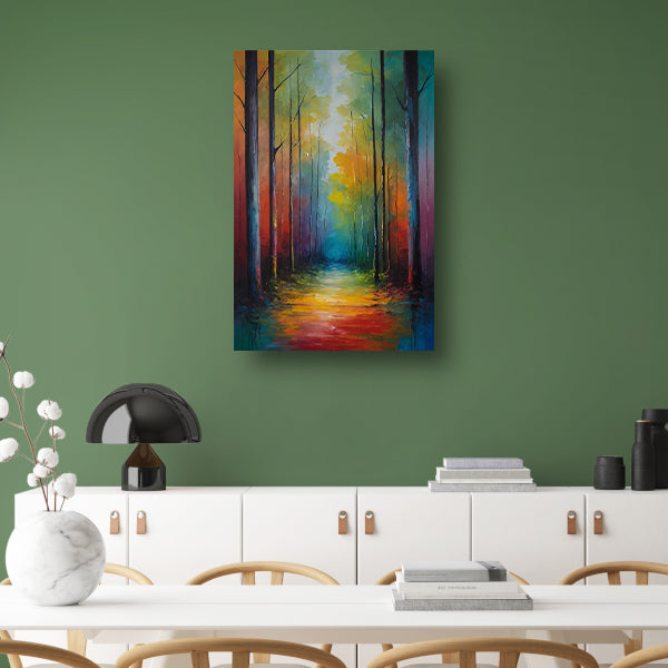 Betoverend Kleurrijk Boslaan Kunstwerk canvas