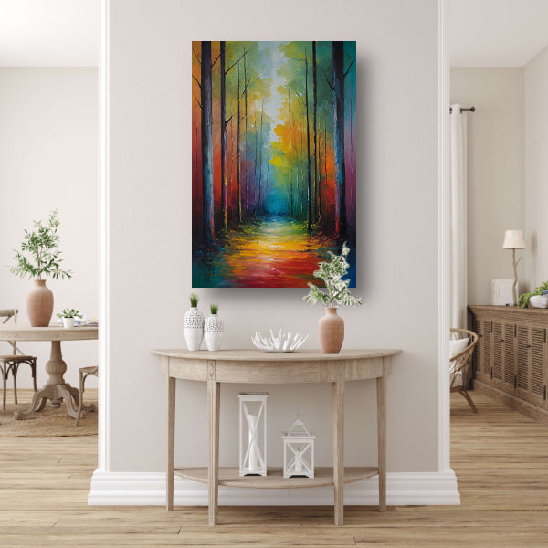 Betoverend Kleurrijk Boslaan Kunstwerk canvas