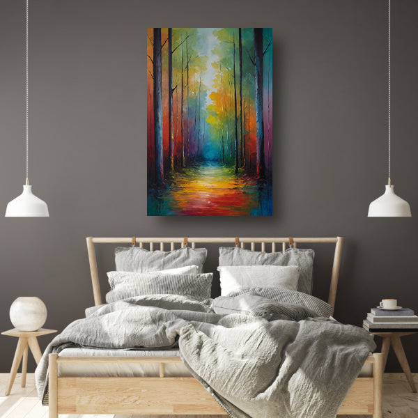 Betoverend Kleurrijk Boslaan Kunstwerk canvas