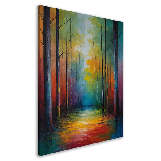 Betoverend Kleurrijk Boslaan Kunstwerk canvas