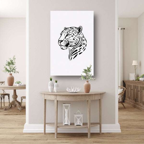 Zwart-witte luipaard lijnkunst minimalisme poster