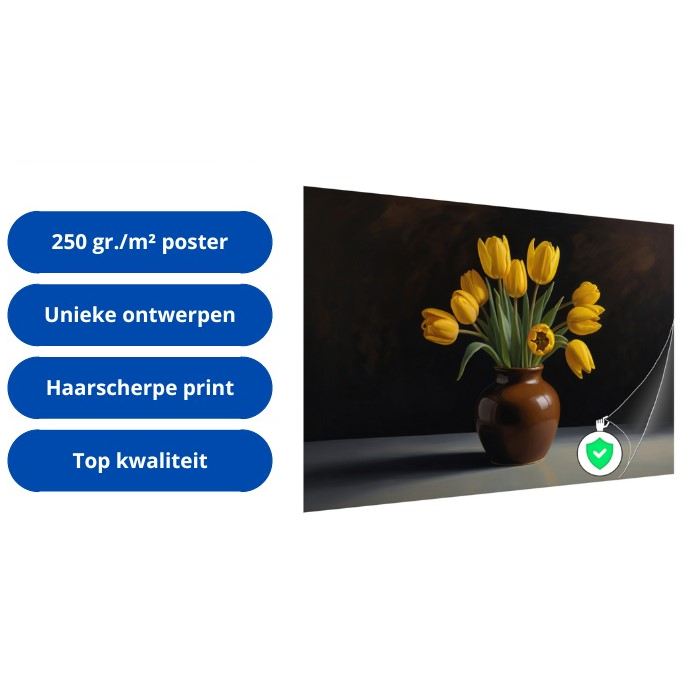 Jonge hert in zonnig bos poster