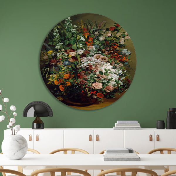 Bouquet of Flowers in a Vase - Gustave Courbet aluminium muurcirkel