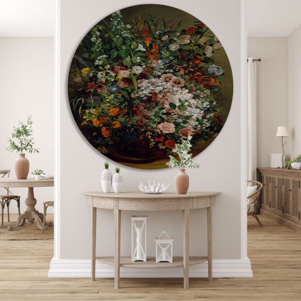 Bouquet of Flowers in a Vase - Gustave Courbet aluminium muurcirkel