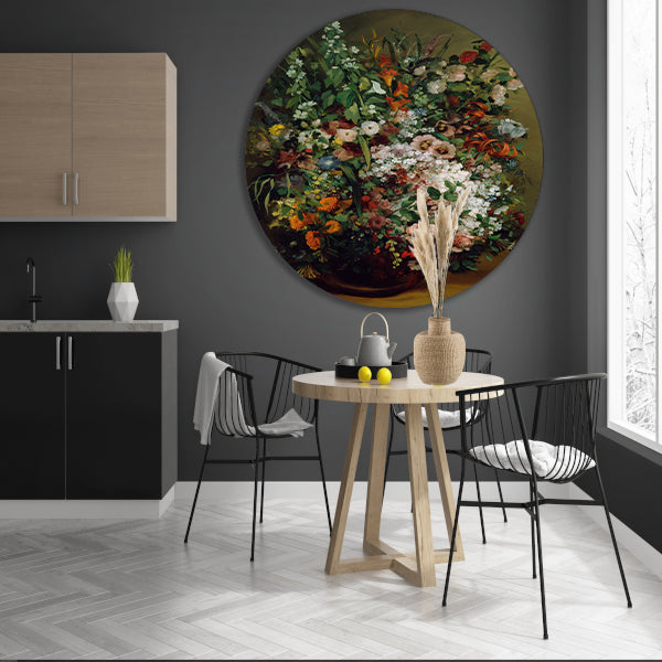 Bouquet of Flowers in a Vase - Gustave Courbet aluminium muurcirkel