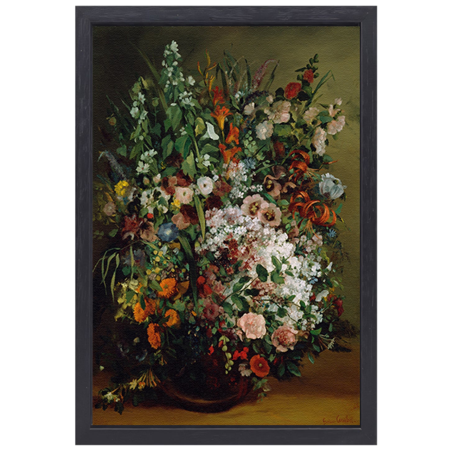Bouquet of Flowers in a Vase - Gustave Courbet canvas met baklijst
