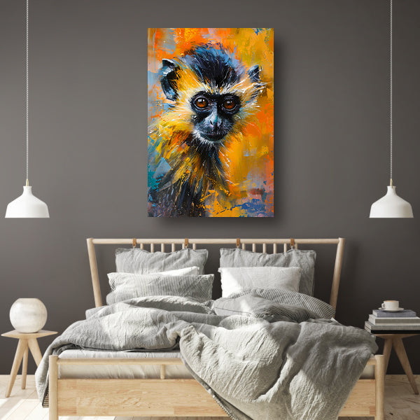 Kleurrijk abstract schilderij van een aap acrylglas