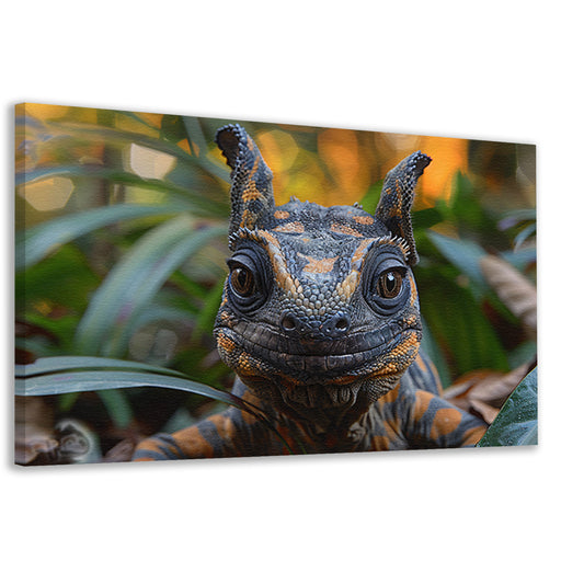 Realistisch reptiel portret met kleurrijke details canvas