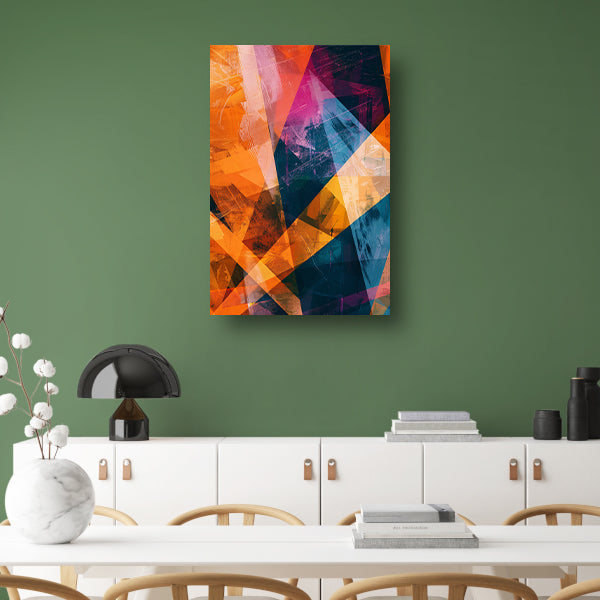 Abstract met levendige kleuren canvas met baklijst