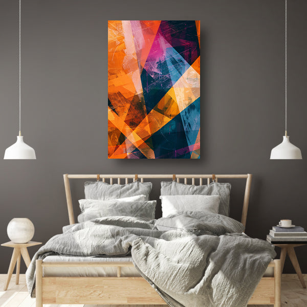 Abstract met levendige kleuren canvas met baklijst