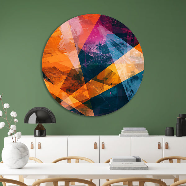 Abstract met levendige kleuren aluminium muurcirkel