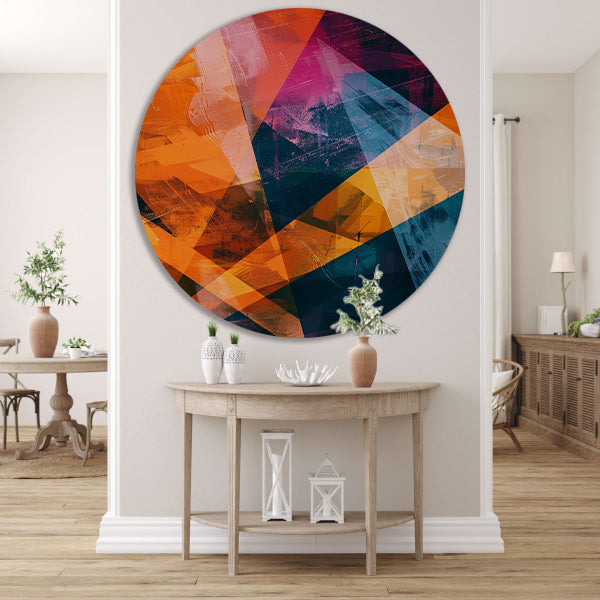 Abstract met levendige kleuren aluminium muurcirkel
