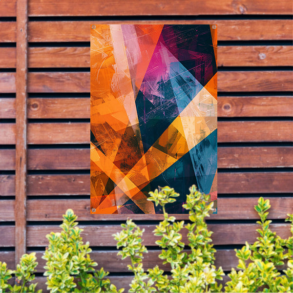 Abstract met levendige kleuren tuinposter