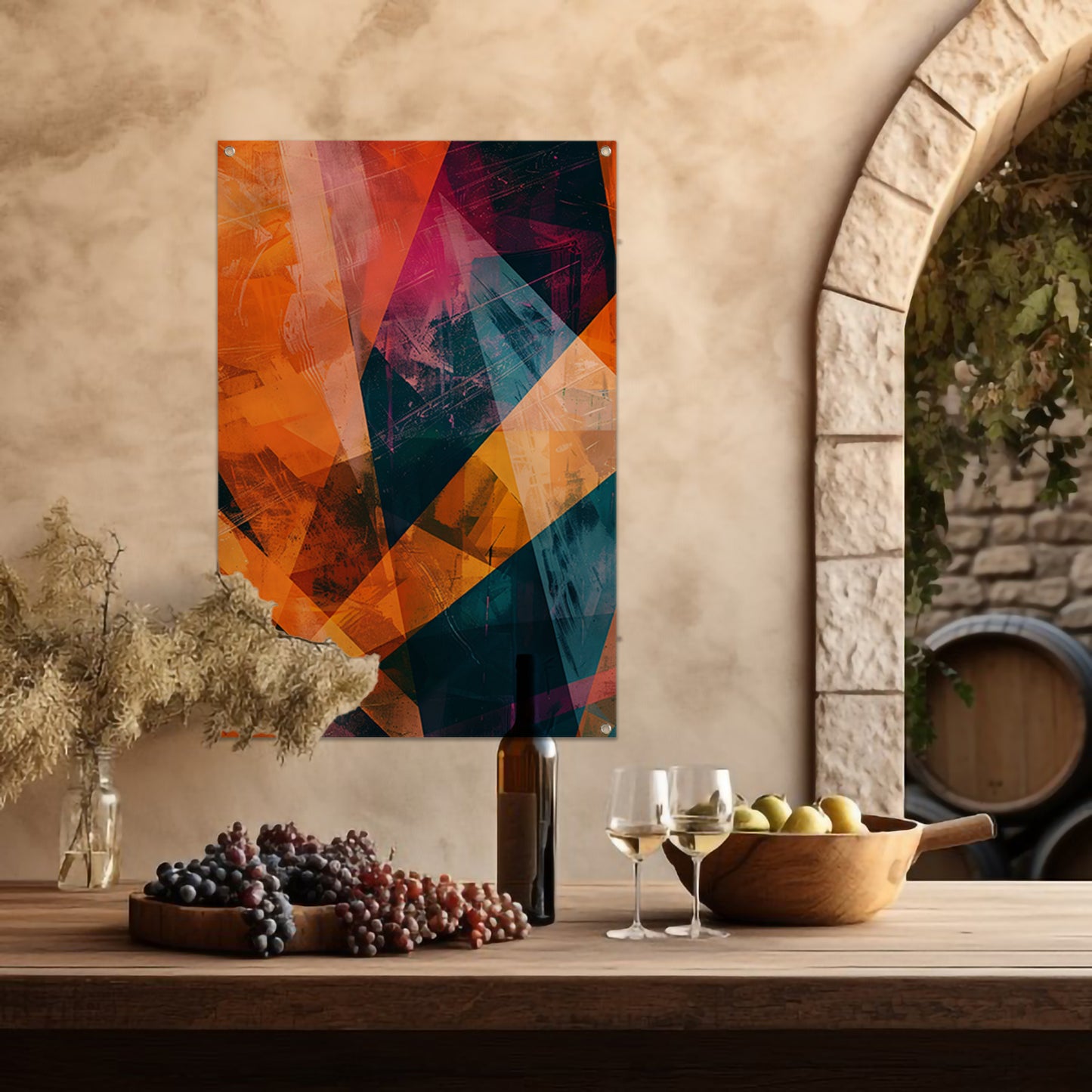 Abstract met levendige kleuren tuinposter