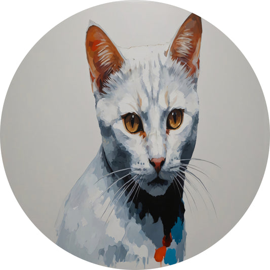 Modern Minimalistisch Portret van een Kat aluminium muurcirkel