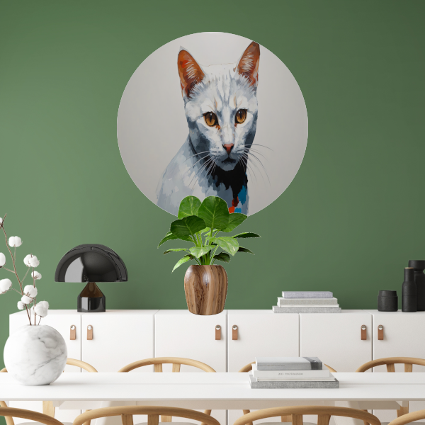 Modern Minimalistisch Portret van een Kat aluminium muurcirkel