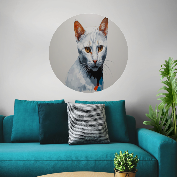 Modern Minimalistisch Portret van een Kat aluminium muurcirkel