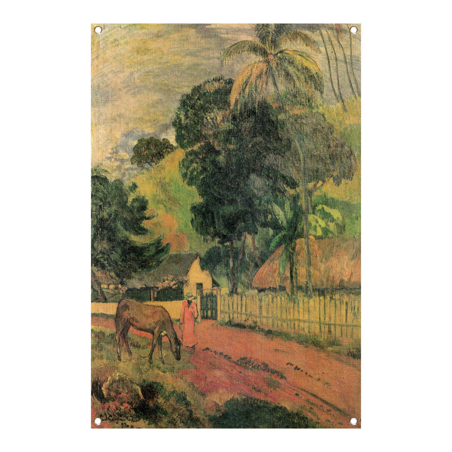 Landschap, Paard op de weg - Paul Gauguin tuinposter