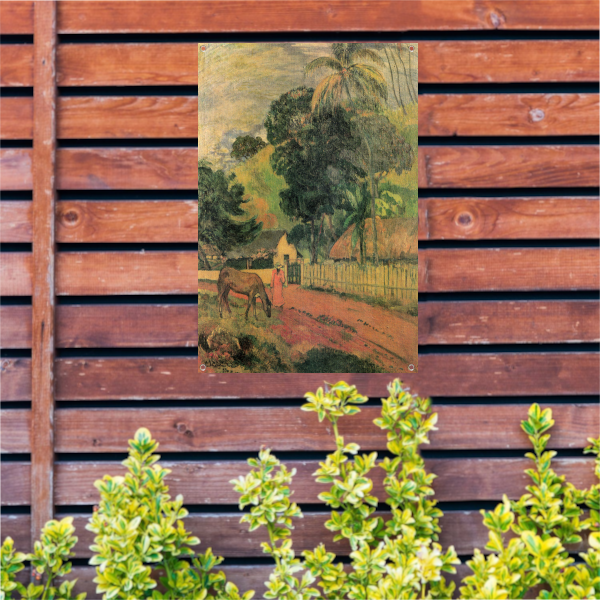 Landschap, Paard op de weg - Paul Gauguin tuinposter