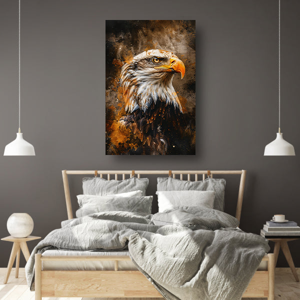 Dynamisch portret van adelaar in rustieke stijl poster