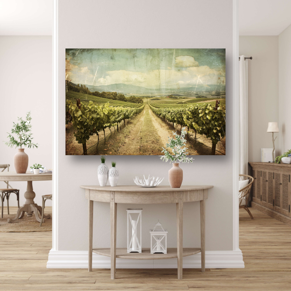 Rustieke wijngaard met sepia hemel canvas
