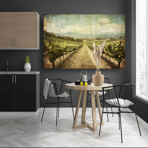 Rustieke wijngaard met sepia hemel canvas