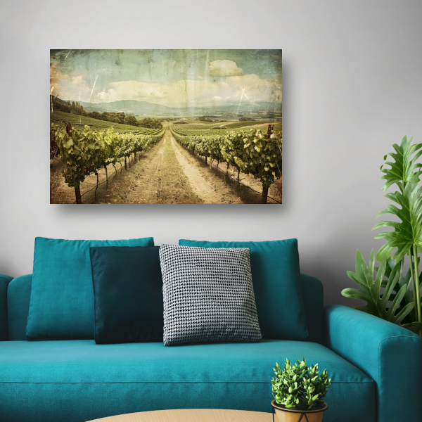 Rustieke wijngaard met sepia hemel canvas