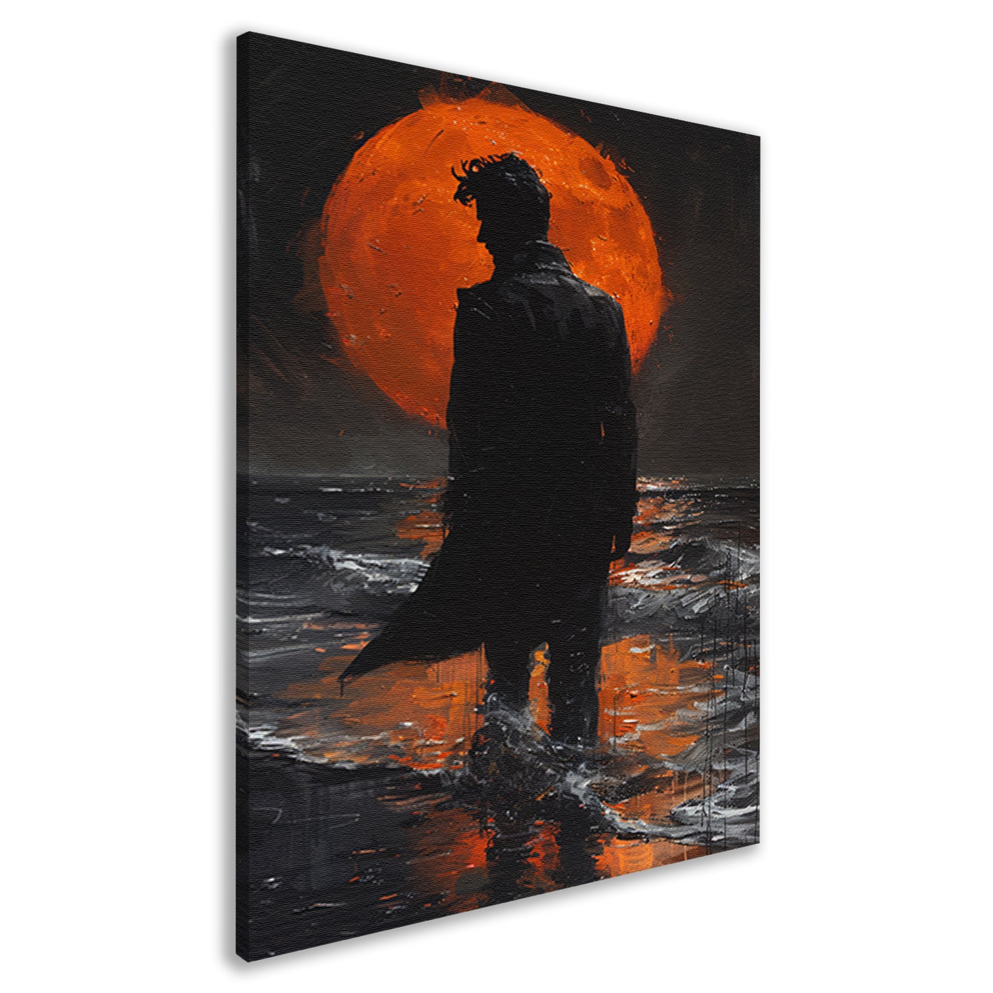 Silhouet tegen de gloeiende maannacht canvas