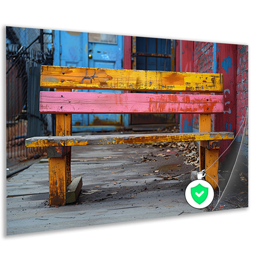 Minimalistisch bank op stoep poster