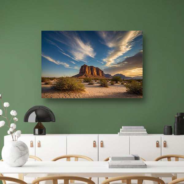 Prachtig woestijnlandschap met kleurrijke lucht canvas