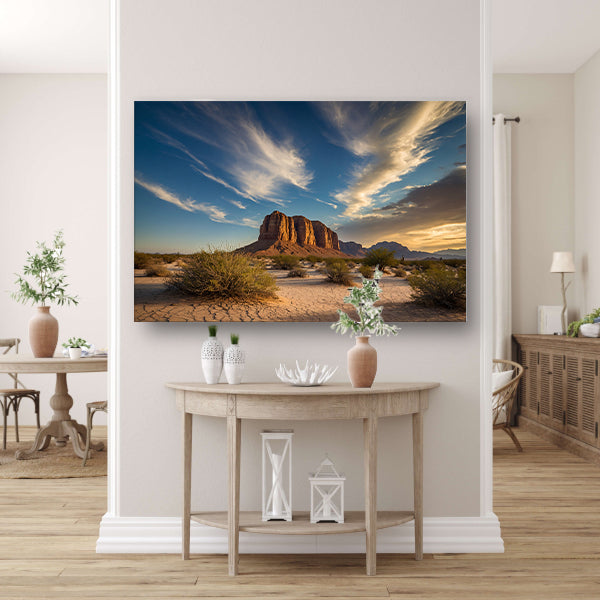 Prachtig woestijnlandschap met kleurrijke lucht canvas