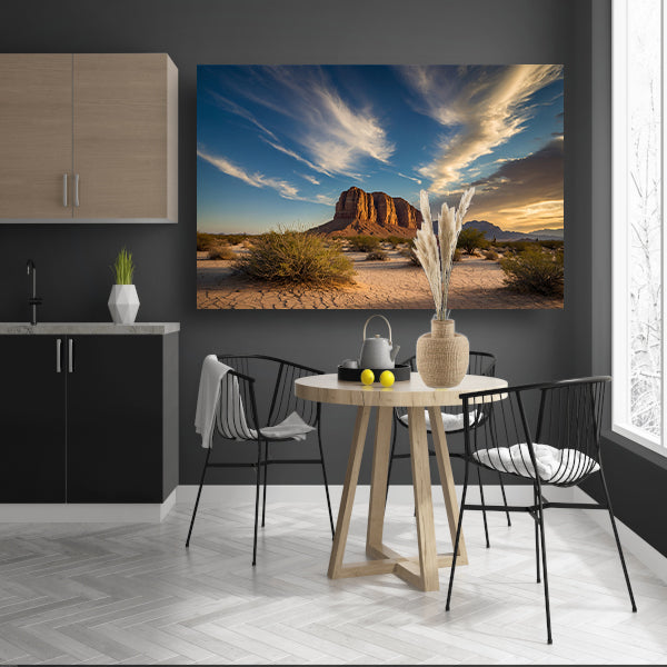 Prachtig woestijnlandschap met kleurrijke lucht canvas