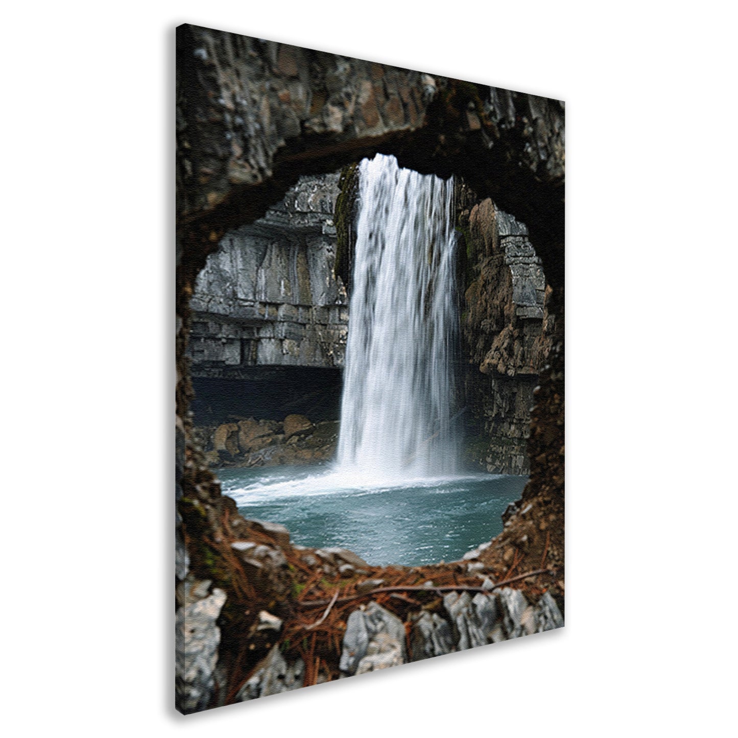 Waterval door Stenen Raam in Natuur canvas