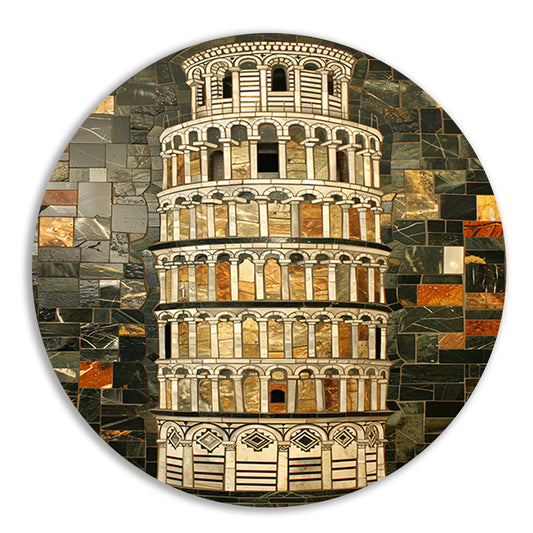 Kleurrijk mozaïek van de toren van Pisa forex muurcirkel