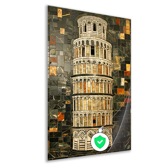 Kleurrijk mozaïek van de toren van Pisa poster
