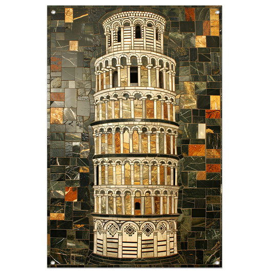 Kleurrijk mozaïek van de toren van Pisa tuinposter