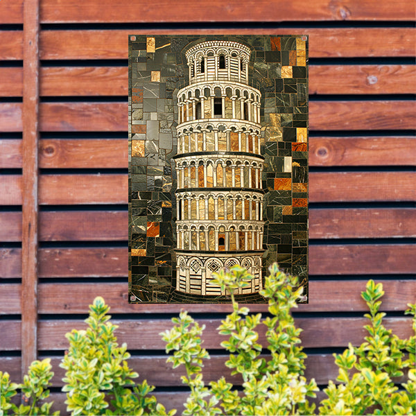 Kleurrijk mozaïek van de toren van Pisa tuinposter