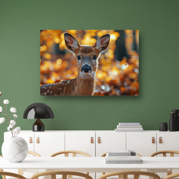 Schattig hert in herfstbos landschap canvas