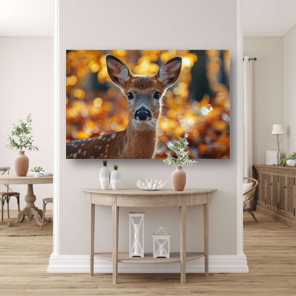 Schattig hert in herfstbos landschap canvas