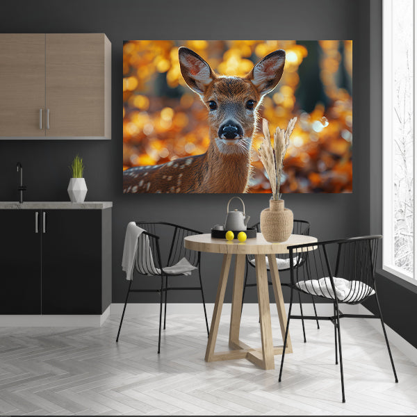 Schattig hert in herfstbos landschap canvas