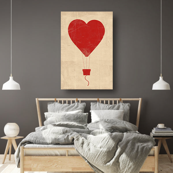 Minimalistisch hartvormige luchtballon kunstwerk canvas