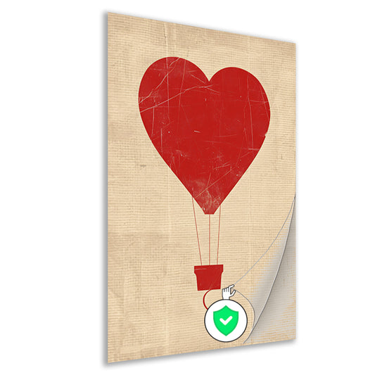 Minimalistisch hartvormige luchtballon kunstwerk poster