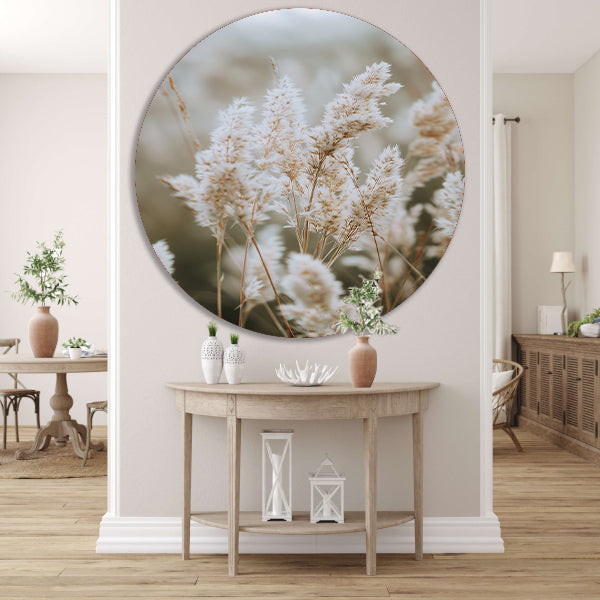 Close-up van Witte Pluimen forex muurcirkel